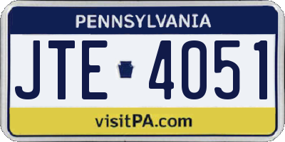 PA license plate JTE4051
