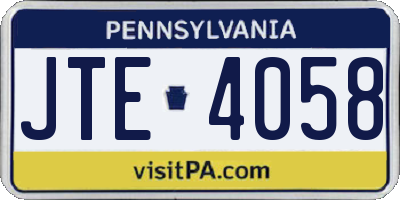 PA license plate JTE4058