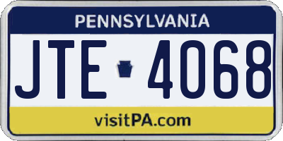 PA license plate JTE4068