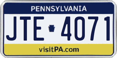 PA license plate JTE4071
