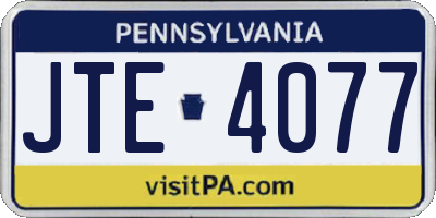 PA license plate JTE4077