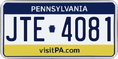 PA license plate JTE4081