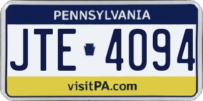 PA license plate JTE4094