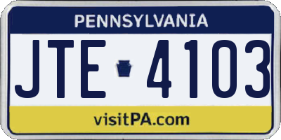 PA license plate JTE4103