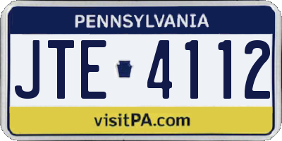 PA license plate JTE4112
