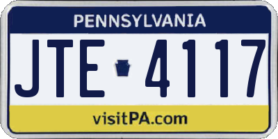 PA license plate JTE4117