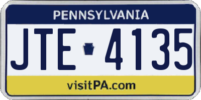 PA license plate JTE4135
