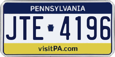 PA license plate JTE4196