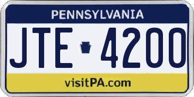 PA license plate JTE4200
