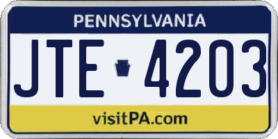 PA license plate JTE4203