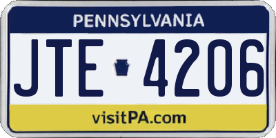 PA license plate JTE4206