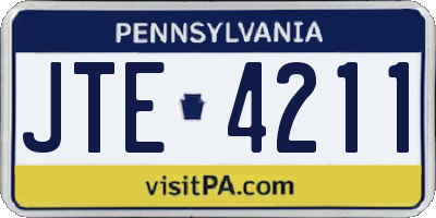 PA license plate JTE4211