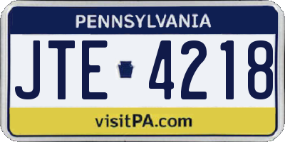 PA license plate JTE4218
