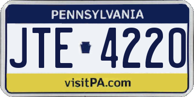 PA license plate JTE4220