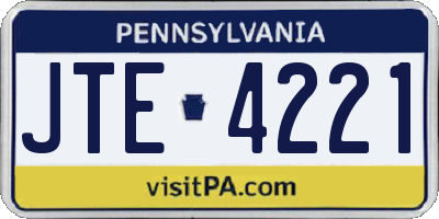 PA license plate JTE4221