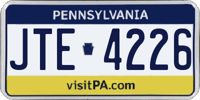 PA license plate JTE4226