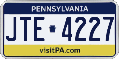 PA license plate JTE4227