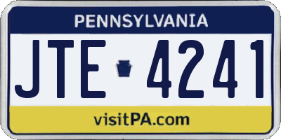 PA license plate JTE4241