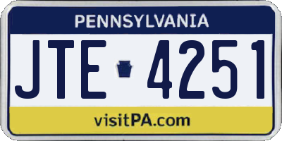 PA license plate JTE4251
