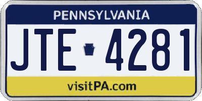 PA license plate JTE4281