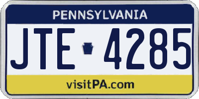 PA license plate JTE4285
