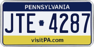 PA license plate JTE4287