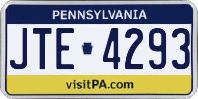 PA license plate JTE4293