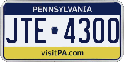 PA license plate JTE4300