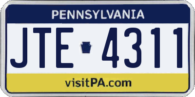 PA license plate JTE4311