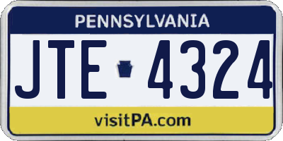 PA license plate JTE4324