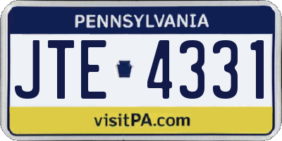 PA license plate JTE4331