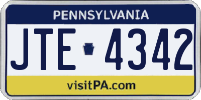 PA license plate JTE4342