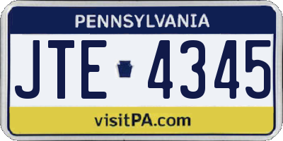 PA license plate JTE4345