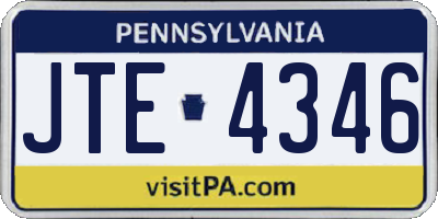 PA license plate JTE4346