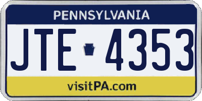 PA license plate JTE4353