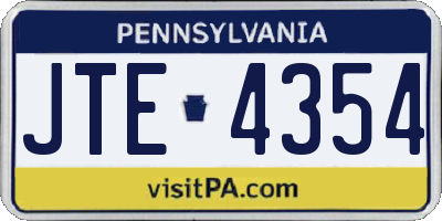 PA license plate JTE4354