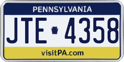 PA license plate JTE4358