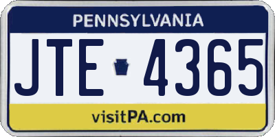 PA license plate JTE4365
