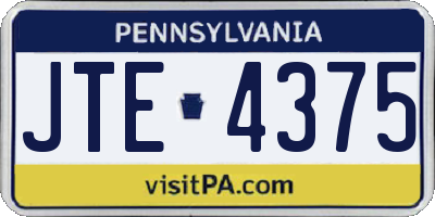 PA license plate JTE4375