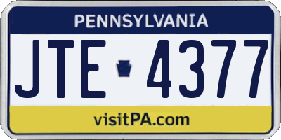 PA license plate JTE4377