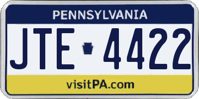 PA license plate JTE4422