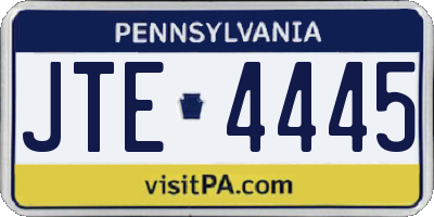 PA license plate JTE4445
