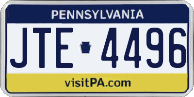 PA license plate JTE4496