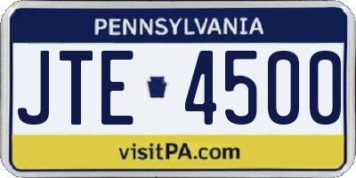 PA license plate JTE4500
