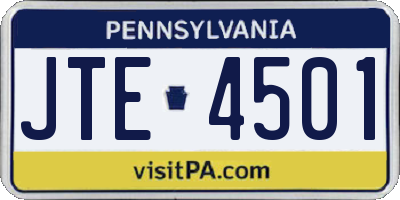 PA license plate JTE4501