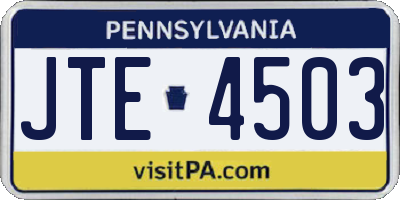 PA license plate JTE4503