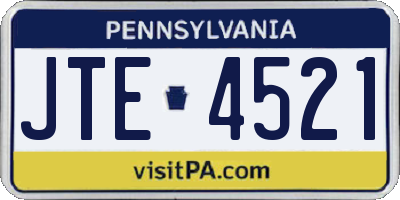 PA license plate JTE4521