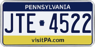 PA license plate JTE4522