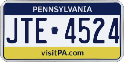 PA license plate JTE4524