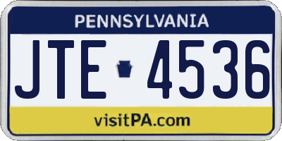 PA license plate JTE4536